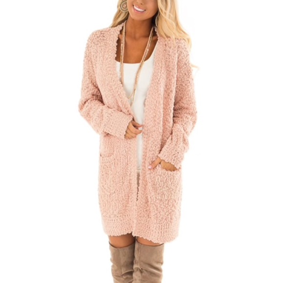 Blush Oversized Soft Cardigan with Pockets - Picture 2 of 8